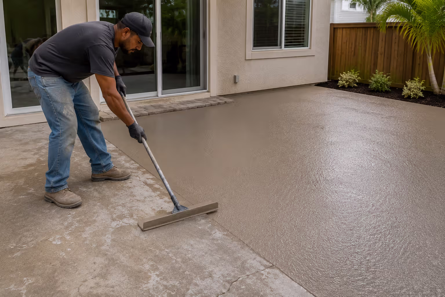 applying concrete resurfacer to renovate an existing patio