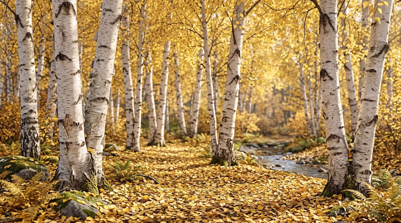 Birches in Full Gold
